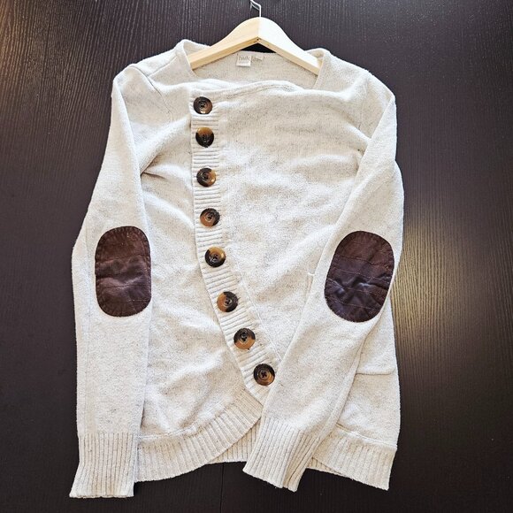 3/$15 asymmetrical beige and brown sweater - Picture 3 of 6